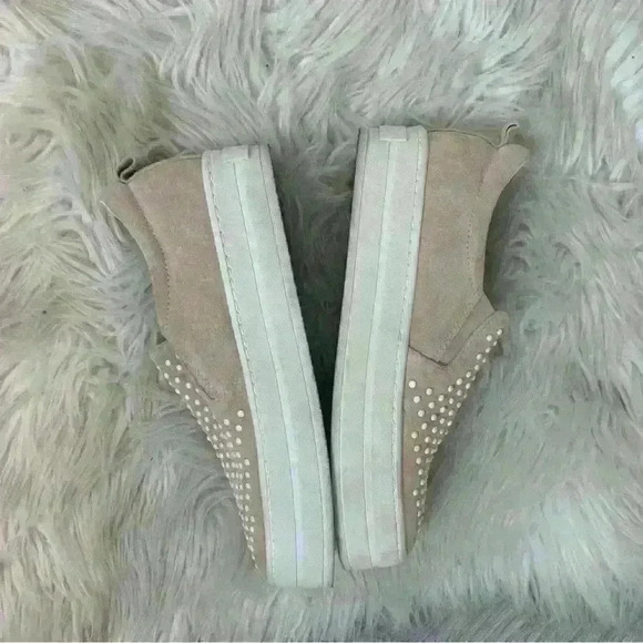 DANIEL Scilla Nude Suede Pearl Embellished Flatform Trainer sz 6 - Picture 11 of 13